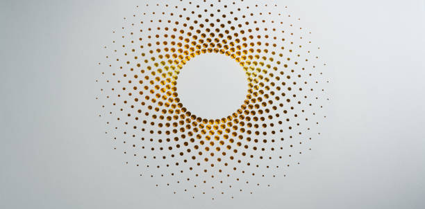 istock Minimalist circular paper cutout design featuring golden gradient dots on a clean white background 2176192473