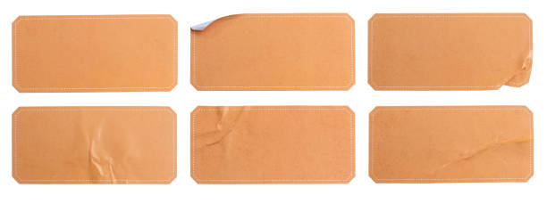istock Set of orange rectangular paper sticker label isolated on white background. 2176196536