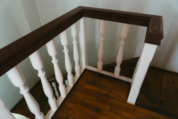 istock Wooden staircase railing balusters 2176198878