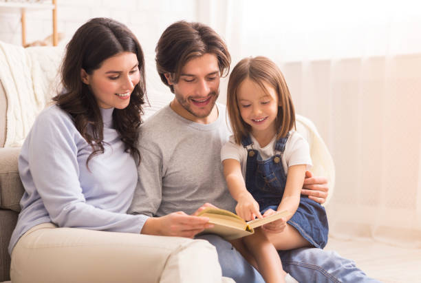 istock Parents teaching their little daughter how to read at home 2176199660