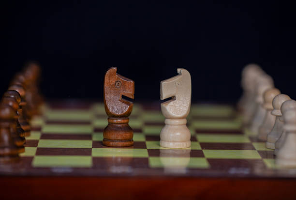 Chess pieces on a chessboard.