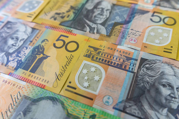 istock 50 100 Australian currency AUD dollars bills banknotes. Polymer banknotes 2176208130