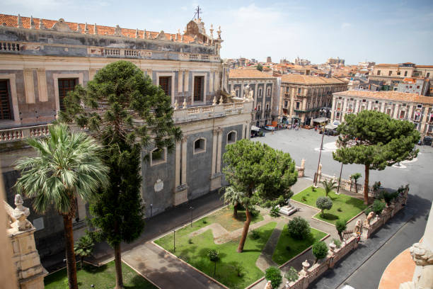 Aerial view on Piazza del Duomo. Catania, Sicily