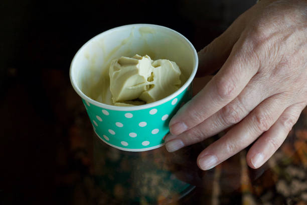 Pistachio ice cream in a cup