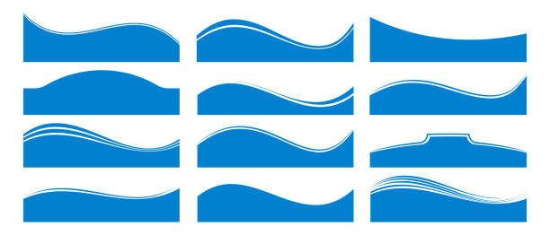 Bottom Letterhead Divider Templates, Business Separator Footer Illustration Set Bottom Letterhead Divider Templates, Business Separator Footer Illustration Set wave-pattern stock illustrations