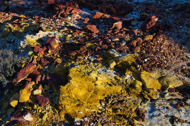 Free picture: Texture of yellowish brown and reddish rocks on wet sand