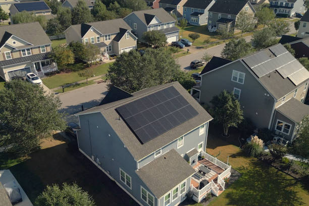 istock Solar Houses in a Row - Modern Middle Class Neighborhood - Dense Population - Close Up 2176228483