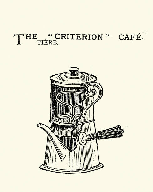 Cafetiere coffee maker, Victorian 19th Century, Vintage illustration