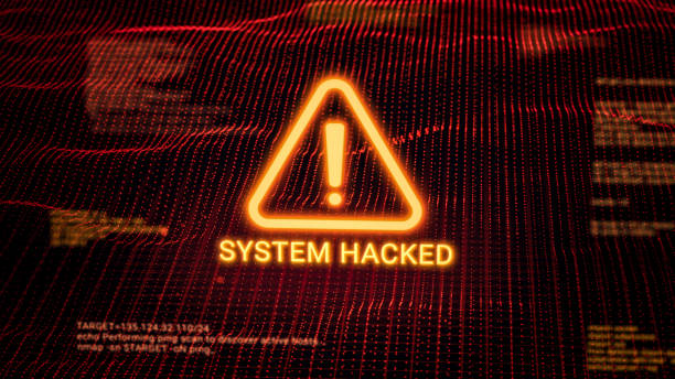 istock Business server show security hacked alert warning sign, Hacker access private confidential database, Cyber attack data protection system exploit concept, hacking computer tech screen 3d rendering 2176230668