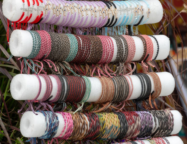 istock Homemade bracelets on styrofoam rolls at fair 2176234568