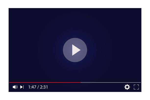 istock Online video player in dark color on a transparent background. 2176238914