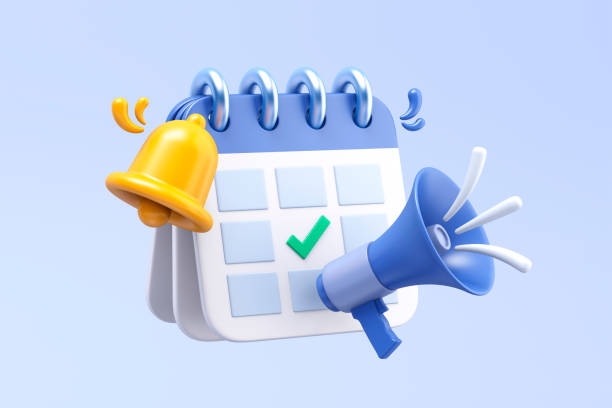 istock Calendar page with megaphone and bell icon 2176243887