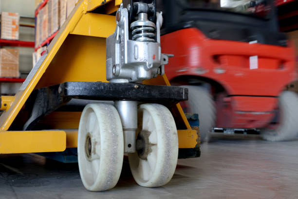 Pallet truck in warehouse