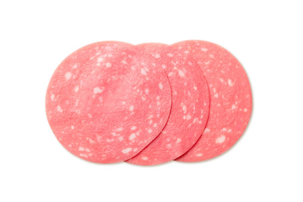 Sliced bologna sausages