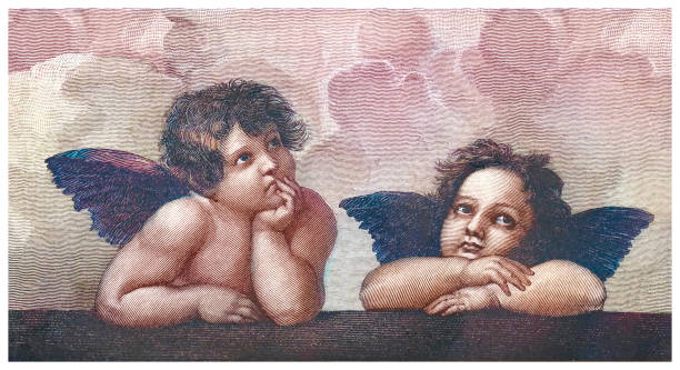 Raphaels Angels - two putti as seen in the painting Sistine Madonna by Raphael 1881 Raphaels Angels - Two putti, as seen in the painting Sistine Madonna by Raphael.
The Sistine Madonna, also called the Madonna di San Sisto, is an oil painting by the Italian artist Raphael. The painting was commissioned in 1512 by Pope Julius II for the church of San Sisto, Piacenza, and probably executed c. 1513–1514.
Original edition from my own archives
Source : Ilustracion Artistica 1881 sistine madonna stock illustrations