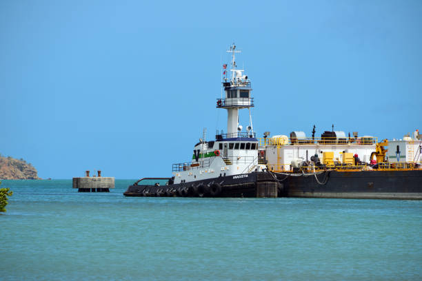 St. John's, Antigua, Antigua & Barbuda: St. John's Harbour - the Pusher Tug Anacostia is a specialized vessel designed for pushing barges and other large floating structures, typically used in inland and coastal waterways. Built to handle challenging conditions, it features a robust hull, strong engines, a observation / control tower, and a reinforced bow to connect securely with barges for efficient maneuvering - built in 2009 by Thoma Sea Boatbuilders in Houma, Louisiana, USA - IMO 9544217.