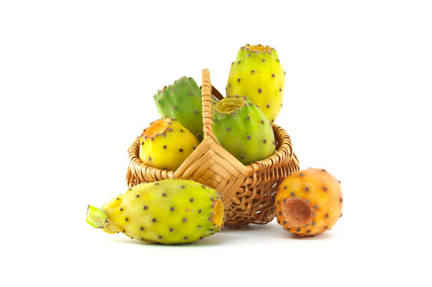 istock Vibrant prickly pears arranged in a wicker basket on white background, highlighting their vivid hues 2176296268