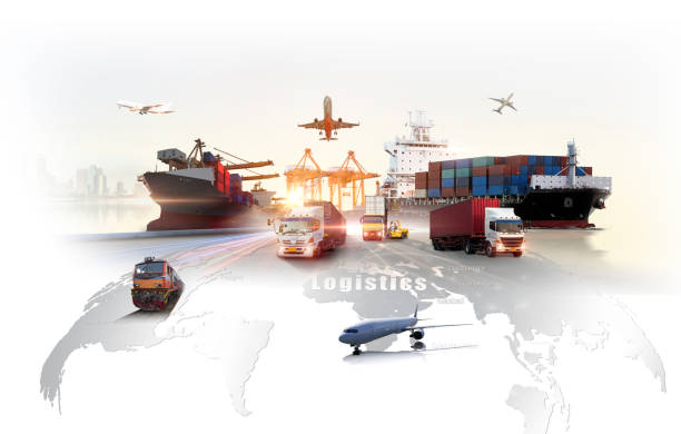 istock Logistics international delivery concept, World map with logistic network distribution on background for Concept of fast or instant shipping, Online goods orders worldwide 2176309067