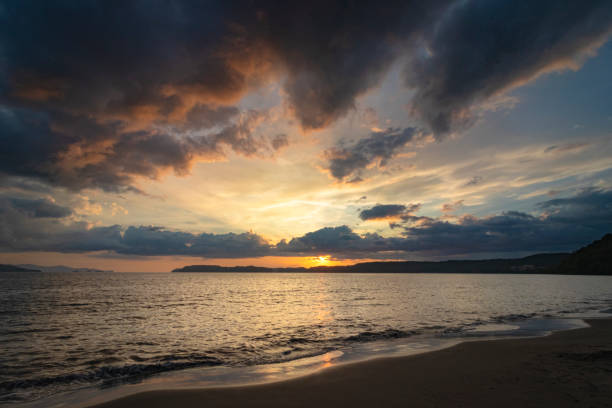 Real wonderful sunset in a beach in Costa Rica called Iguanitos.
