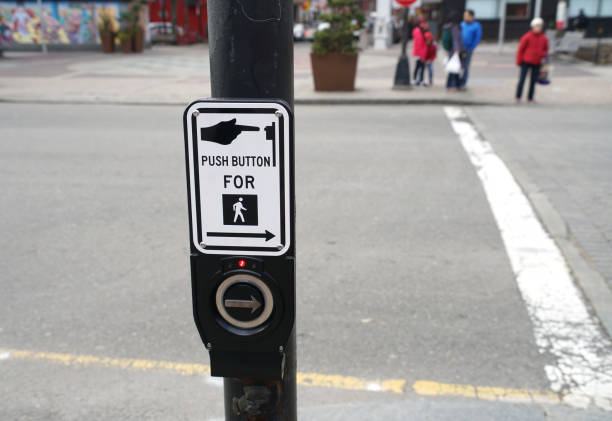 istock push button pedestrian crossing sign at street crosswalk 2176312894