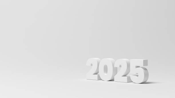 istock 2025 isolated on gray background. Two thousand twenty-five. Happy New Year. Copy space. 2176326940