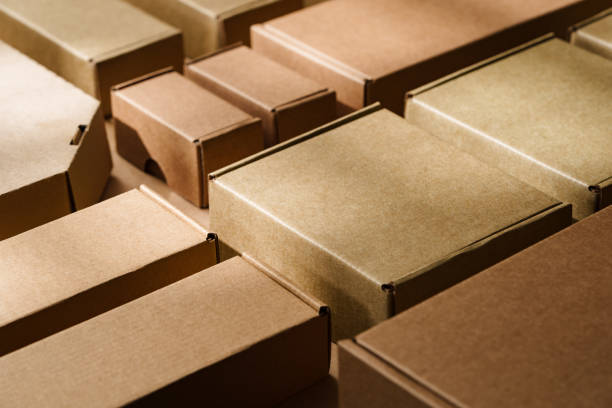 istock Multiple cardboard boxes arranged on a surface for packaging and shipping in a warehouse setting 2176328114
