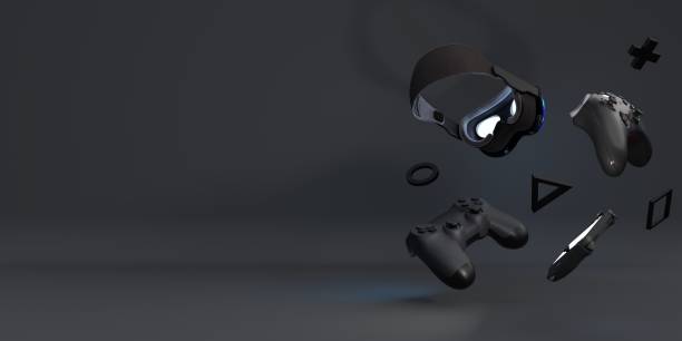 istock Joystick floating, Gamer technology, Video game equipment, Sci-fi background, Gaming, Virtual reality glasses, VR glasses mixed reality, Modern gadgets and technology concept, 3D rendering 2176328600