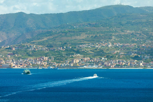 View Villa San Giovanni town from Messina in Italy