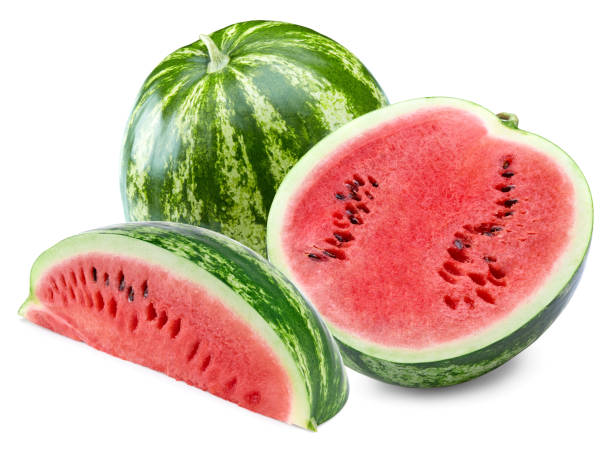 istock Sliced ripe watermelon isolated on white background. clipping path 2176331911
