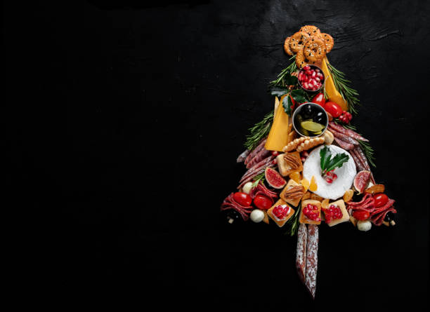 istock Christmas snack tree. Cheese plate. Christmas food concept. 2176332635