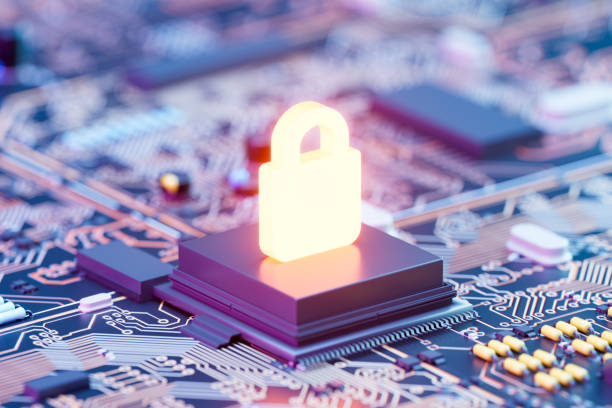 istock Cyber security concept, digital data security with padlock on chip of motherboard 2176340233