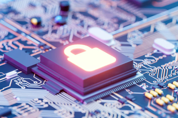 istock Cyber security concept, digital data security with padlock on chip of motherboard 2176340278
