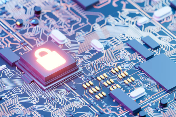 istock Cyber security concept, digital data security with padlock on chip of motherboard 2176340377
