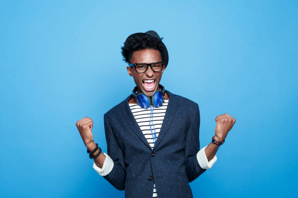 istock Fashionable afro american guy expressing happiness 2176341270