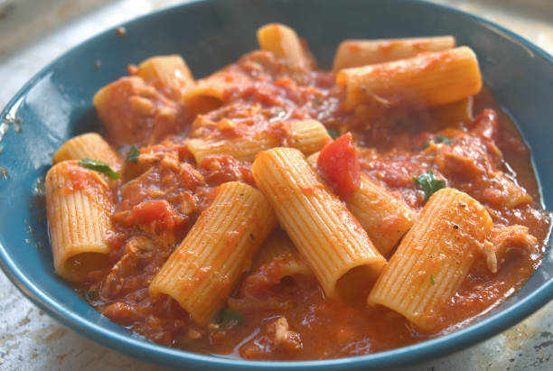 istock pasta with tomato sauce and tuna 2176348058