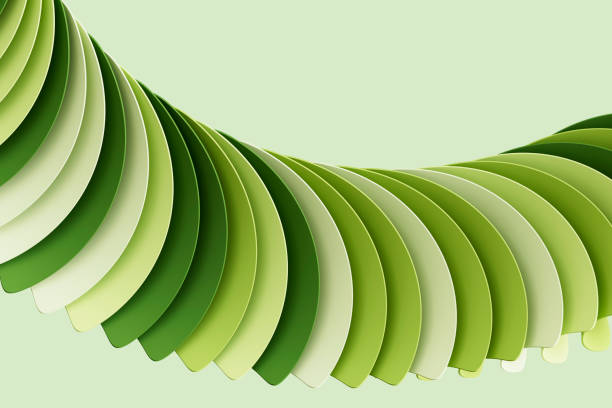 istock Sustainability concept with connecting green color curved shapes, 2176354184