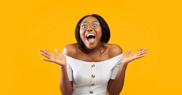 istock Excited Lady Screaming Holding Hands Near Face Standing In Studio 2176355590