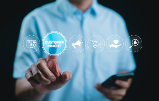 istock Customer insight and marketing strategy concept. icons representing customer insights, marketing, shopping behavior, and engagement strategy. Importance of understanding consumer needs. Neuromarketing 2176363037