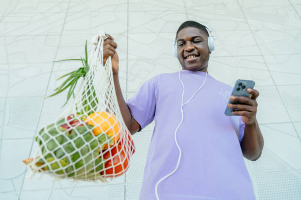 istock ecology conscious consumption, Ordering groceries online concept. 2176365797