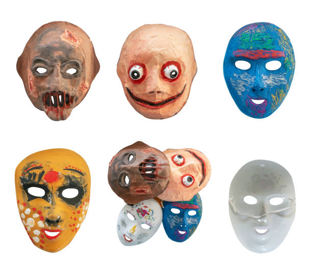 istock Homemade scary masks close up isolated 2176366266