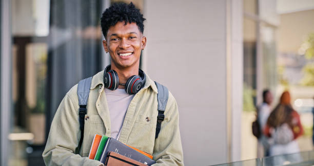 istock Man, college student and smile in balcony with pride for education, progress and study. Male person, university learner and happy outside on portrait with confidence for learning on campus 2176368183