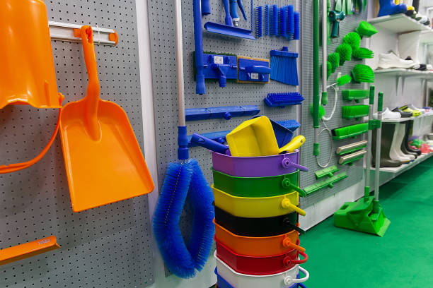 istock Household brushes and dustpans in store 2176370383