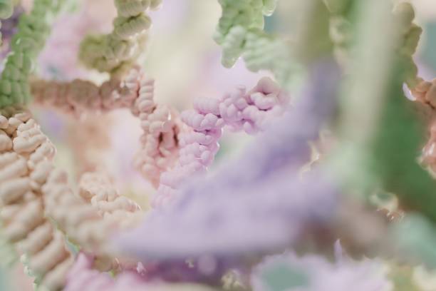 Zoomed image of the surface structure of protein (clathrin).  \nCan be used to cover biology booklets and presentations.