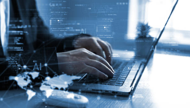 Javascript database coding and data science engineering.Software engineer working with big data development technology. Javascript database coding and data science engineering.Software engineer working with big data development technology software development stock pictures, royalty-free photos & images
