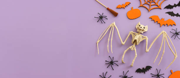 istock Top view image of Halloween. pumpkin over purple background 2176373576