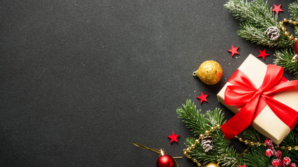 istock Christmas flat lay background with holiday decorations. 2176374476