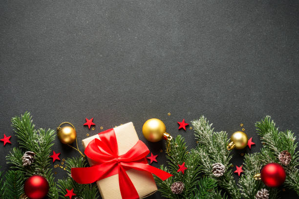 istock Christmas flat lay background with holiday decorations. 2176374543