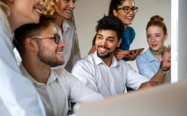 istock Creative managers crew, business people, designer working with new startup project in office. 2176378193