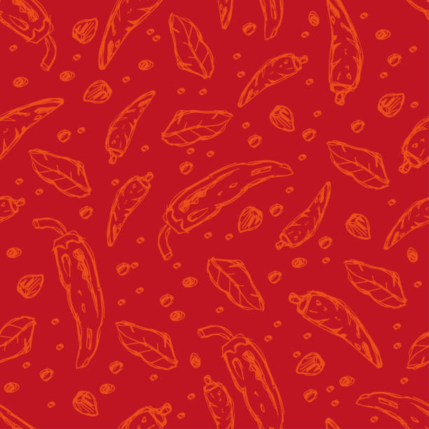 bezszwowy wzór tła gorącej papryczki chili - papryka chili stock illustrations