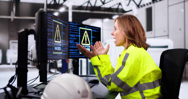 istock Shocked Engineer In Automated Semiconductor Factory During Ransomware 2176382806